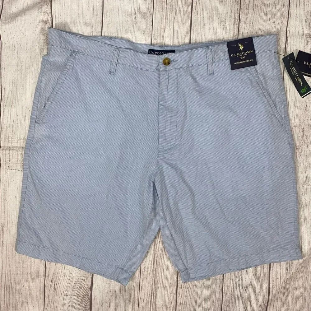 US Polo Assn men 42 Hartford stripe casual Shorts brand new blue & white
